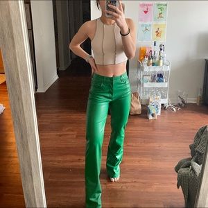 GREEN LEATHER ZARA PANTS
